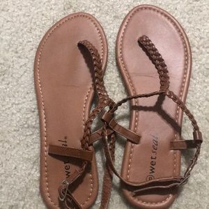 Brown Braided Sandals